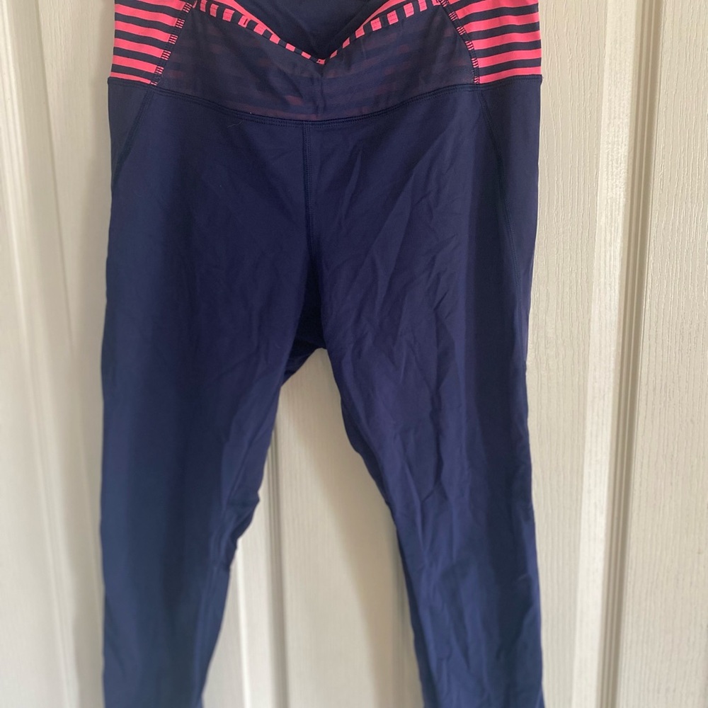 Lululemon Athletica Navy and Pink Capris